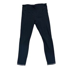 ATHLETA Black‎ Cropped Ankle Tight Performance Leggings Reflective Size Small